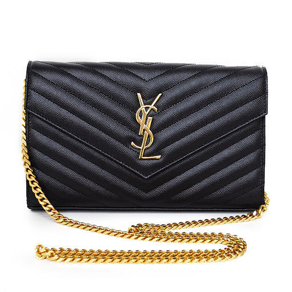 Saint Laurent Chain wallet Shoulder leather YSL Black - Picture 2 of 10